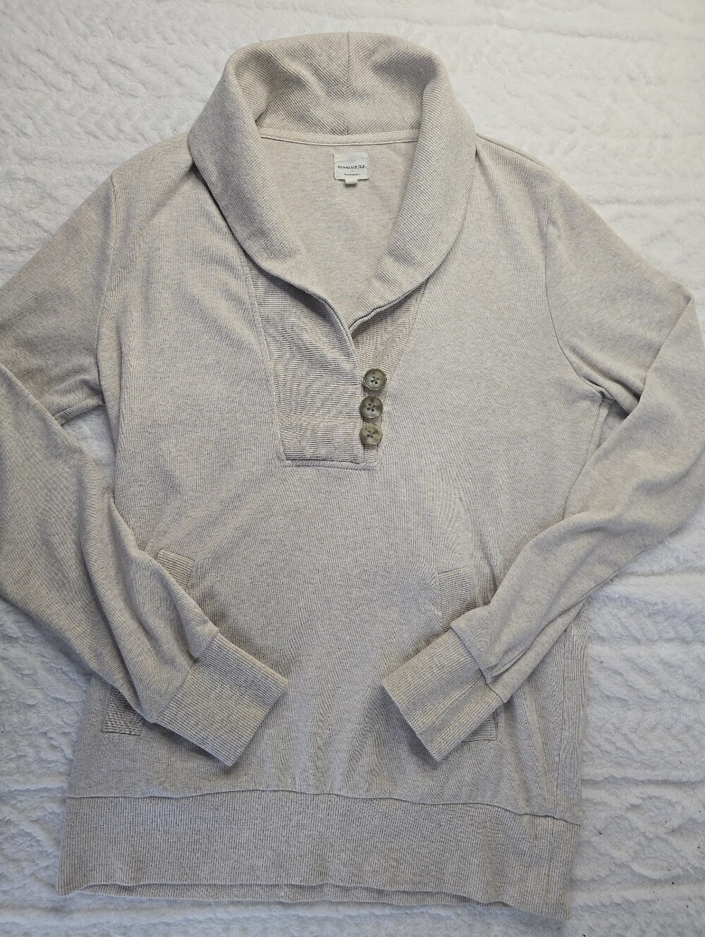 Banana Republic Factory Pullover Sweatshirt Ivory Shawl Collar Preppy Casual M